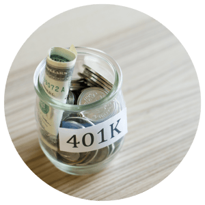 jar with 401k label full of money