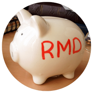 piggy bank with rmd written on the side